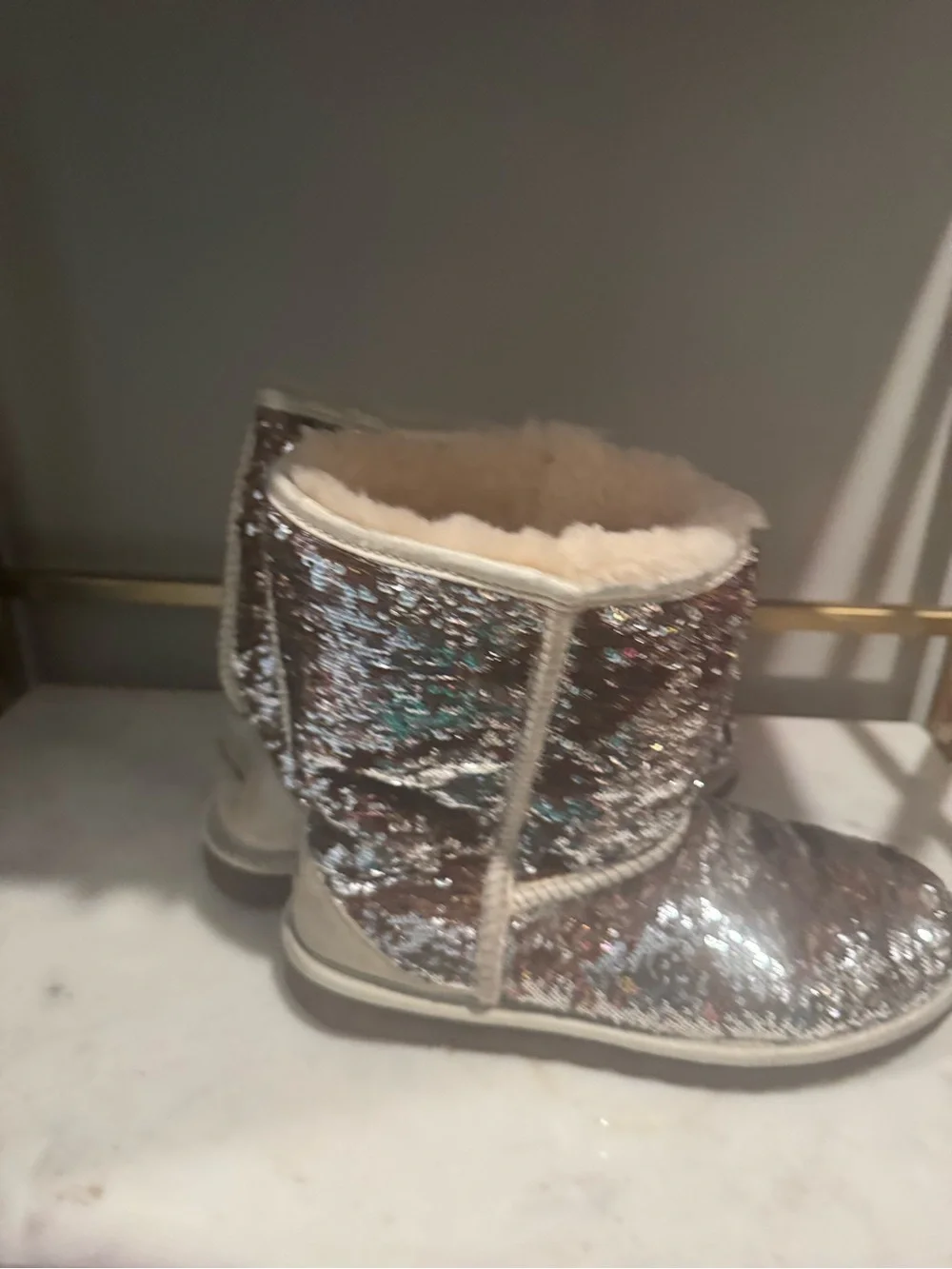 Ugg Sequin Shearling-Lined Women's Boots - Rose Gold